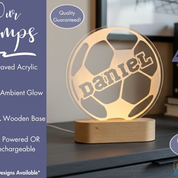 Soccer Night Light – Personalized LED Gift for Kids and Fans - Picture 3 of 8